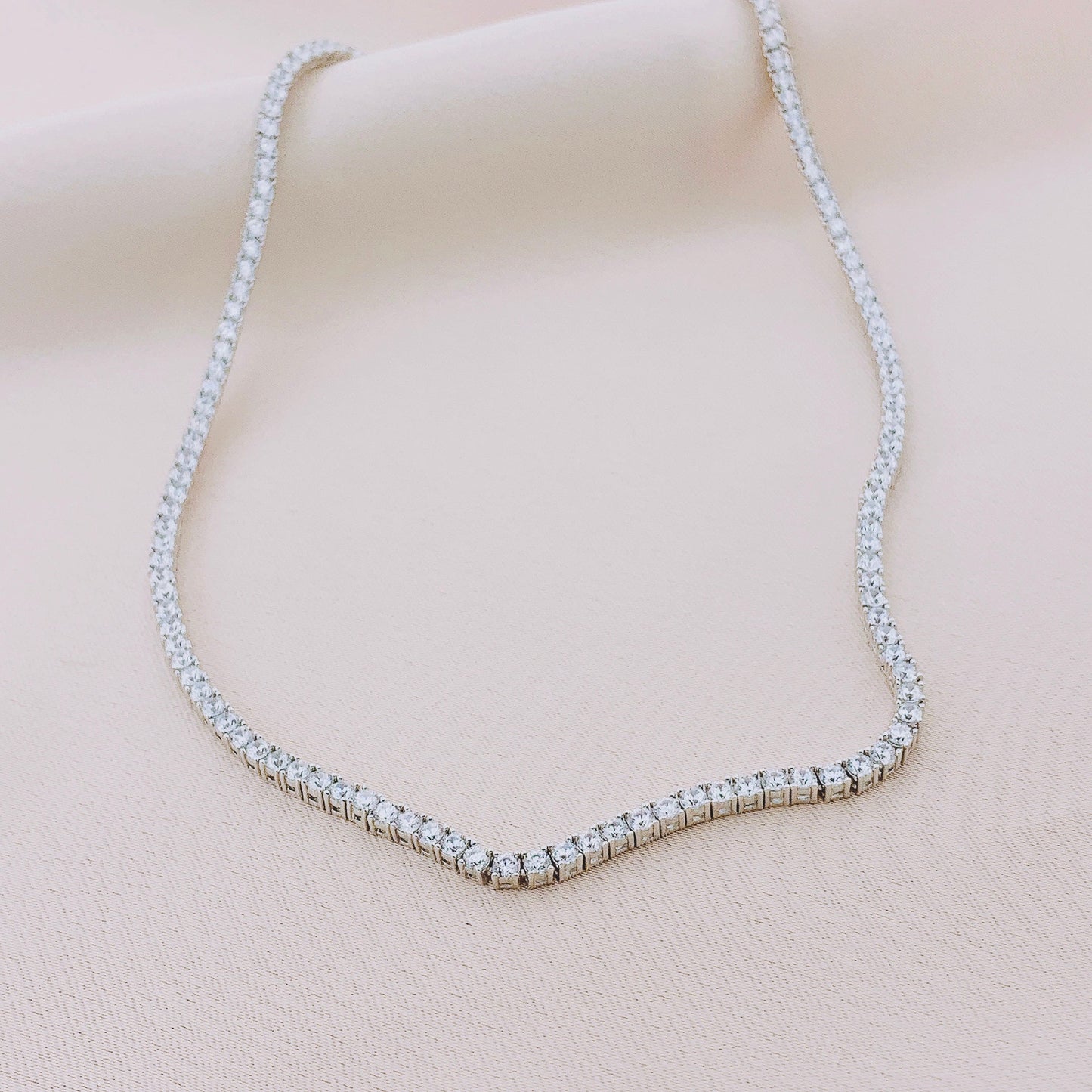 Women's Fashion Tennis CZ Wedding Bridal Necklace