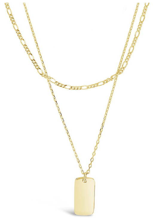 Women's Tag Multiple Layered Chain Initial Letter Necklace