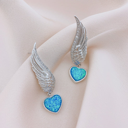 Women's Fashion Angel Wing Opal Earring