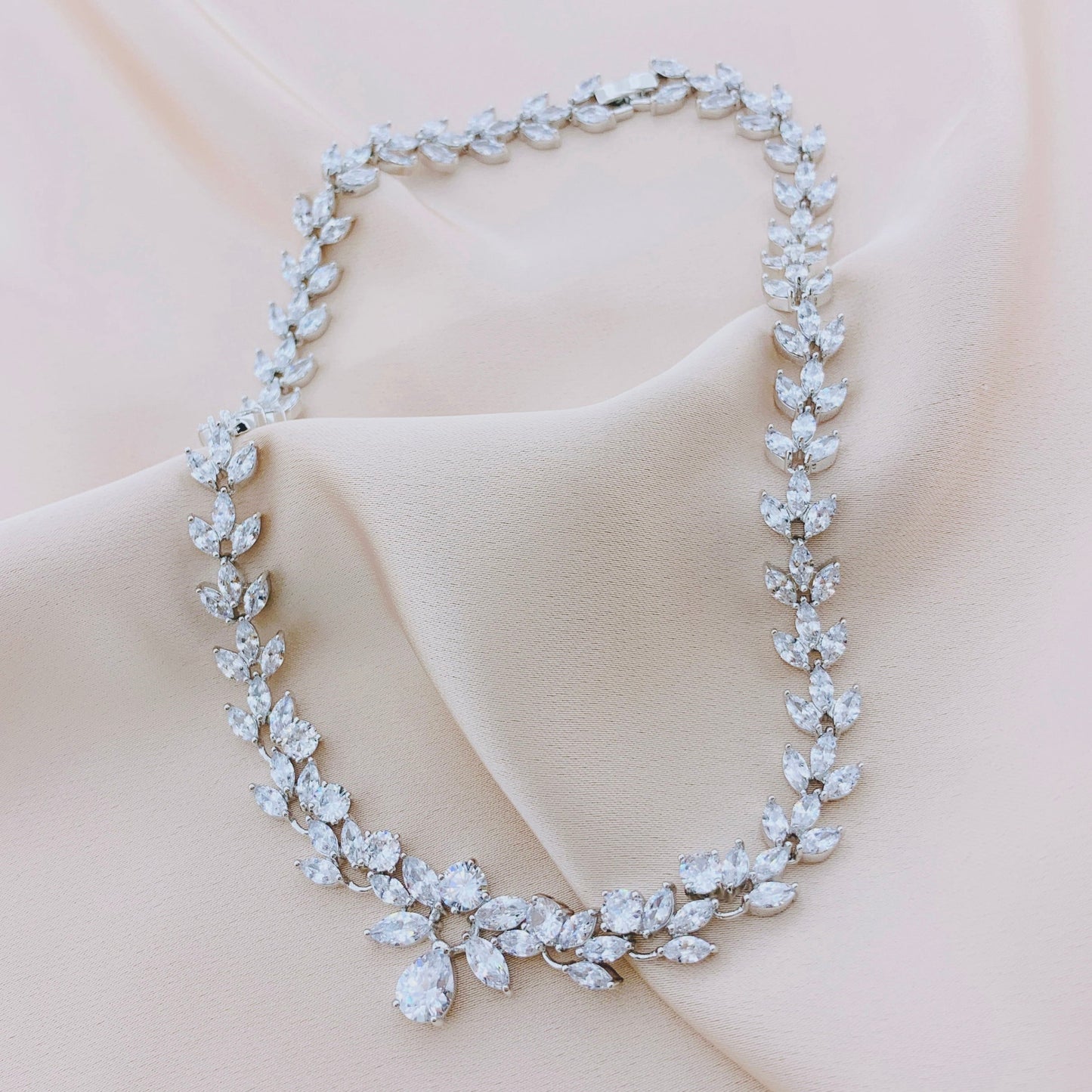 Women's Fashion CZ Bridal Wedding Necklace