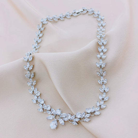 Women's Fashion CZ Bridal Wedding Necklace