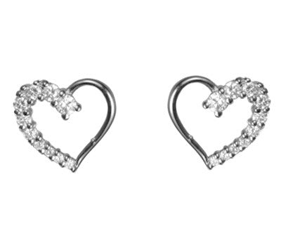 925 Silver Heart CZ Stud Earring