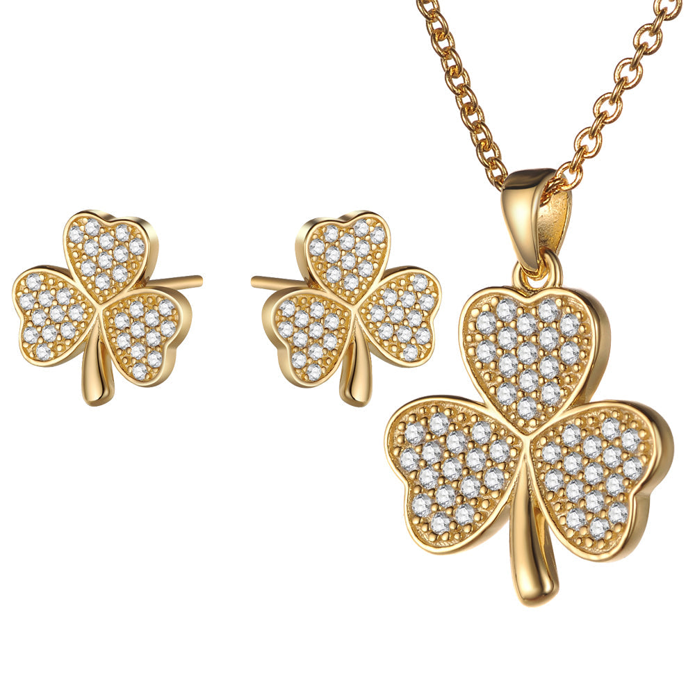 925 Silver CZ Clover Jewelry Sets