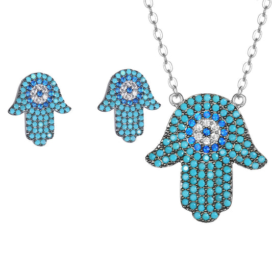 Women's Fashion CZ Hamsa Evil eye Jewelry Sets