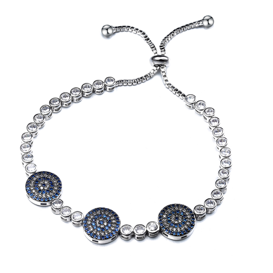 Women's Fashion Adjustable Bolo CZ Evil eye Bracelet