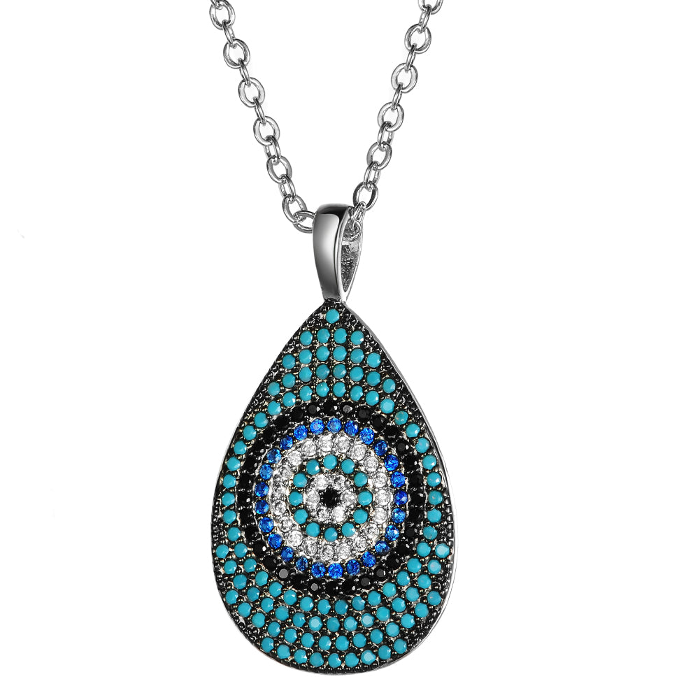 Women's Fashion CZ Evil eye Pendant Necklace