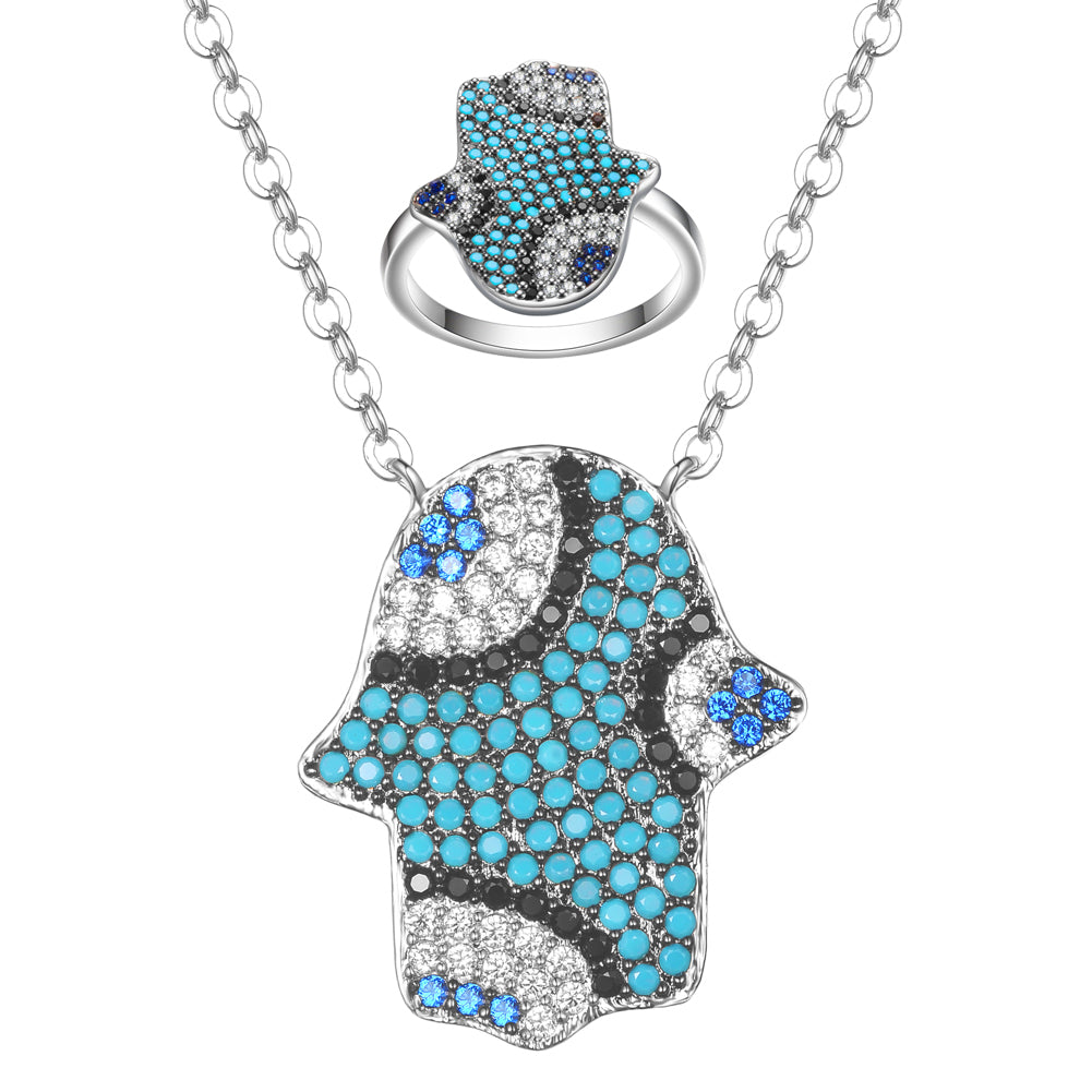 Women's Fashion CZ Hamsa Evil eye Jewelry Sets