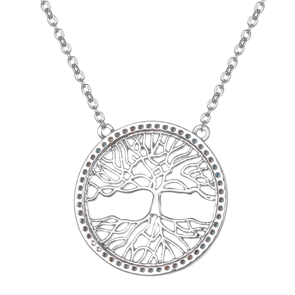 Women's Fashion CZ Life Tree Pendant Necklace