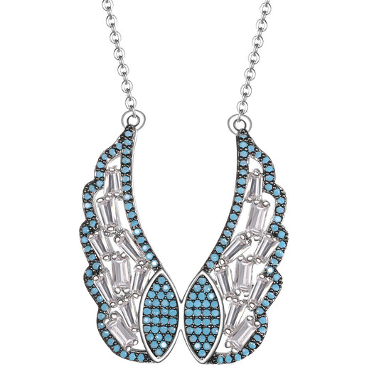 Women's Fashion Angel Wing CZ Pendant Necklace