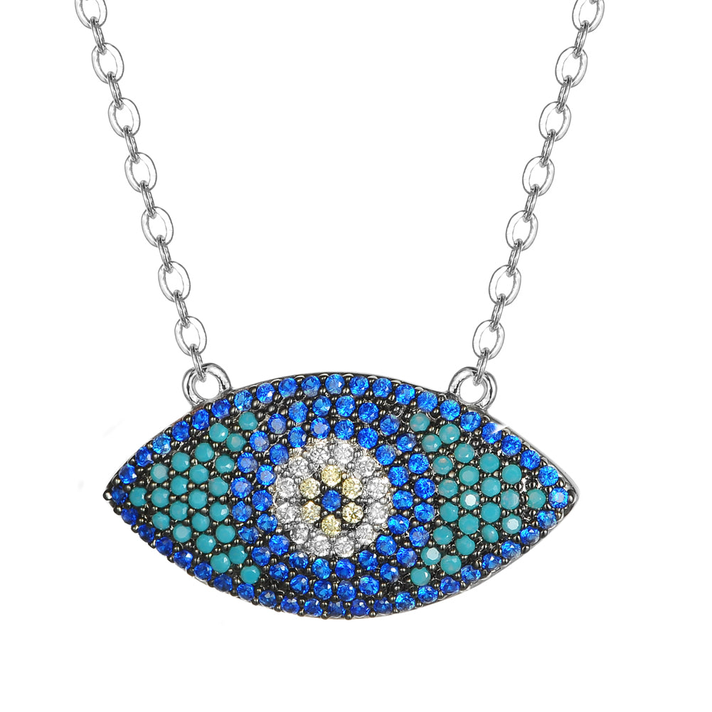 Women's Fashion CZ Evil eye Pendant Necklace