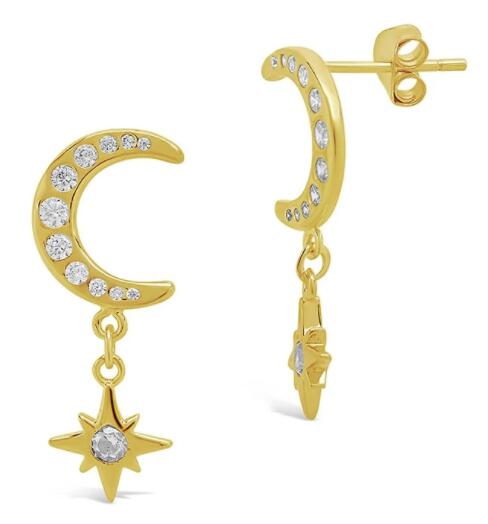 925 Silver Moon Starburst CZ Earring