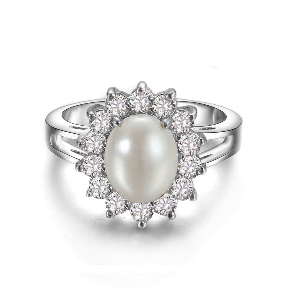 Women's Fashion CZ Pearl Turquoise Ring