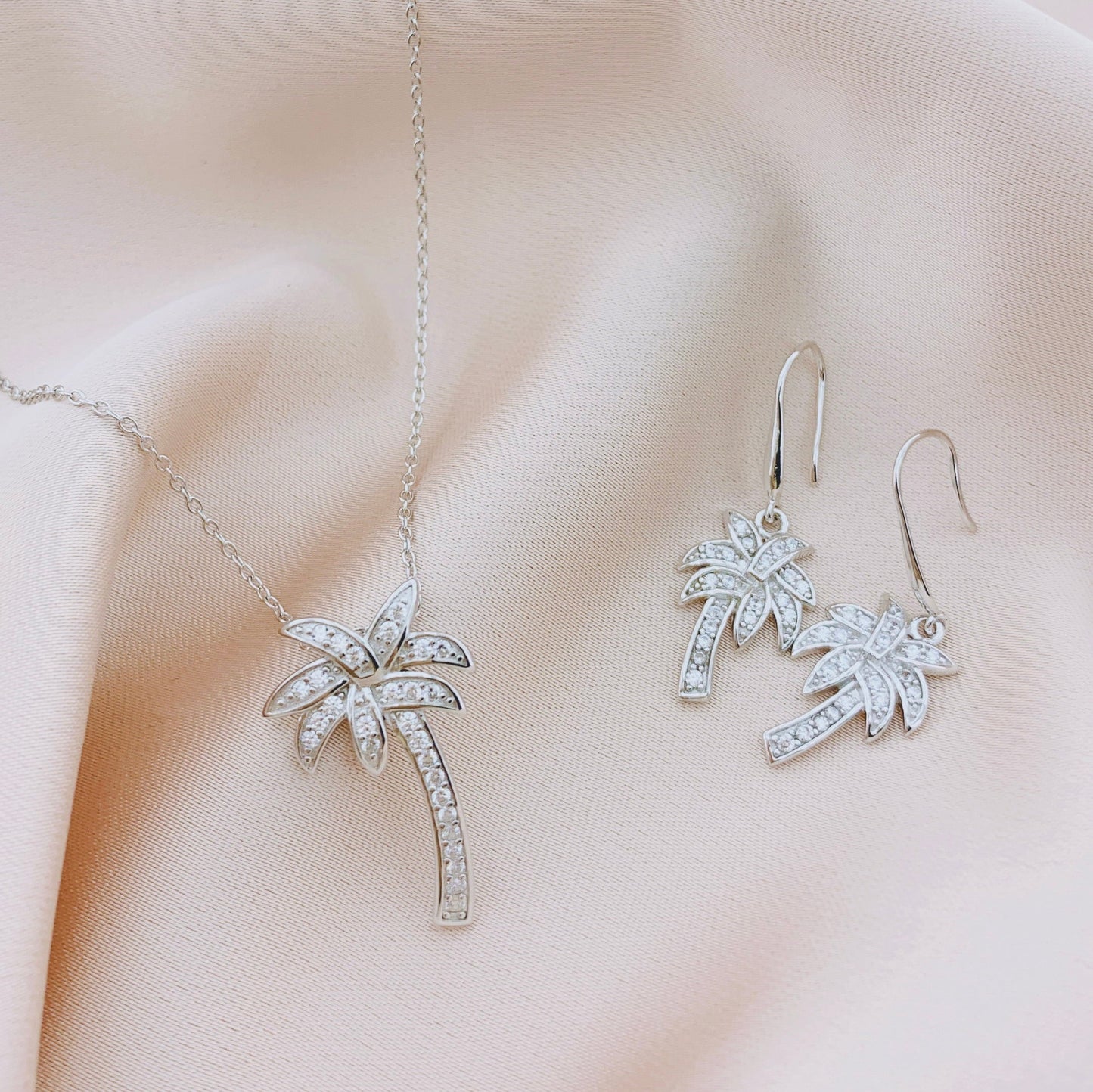 Women's Fashion CZ Palm Tree Jewelry Sets