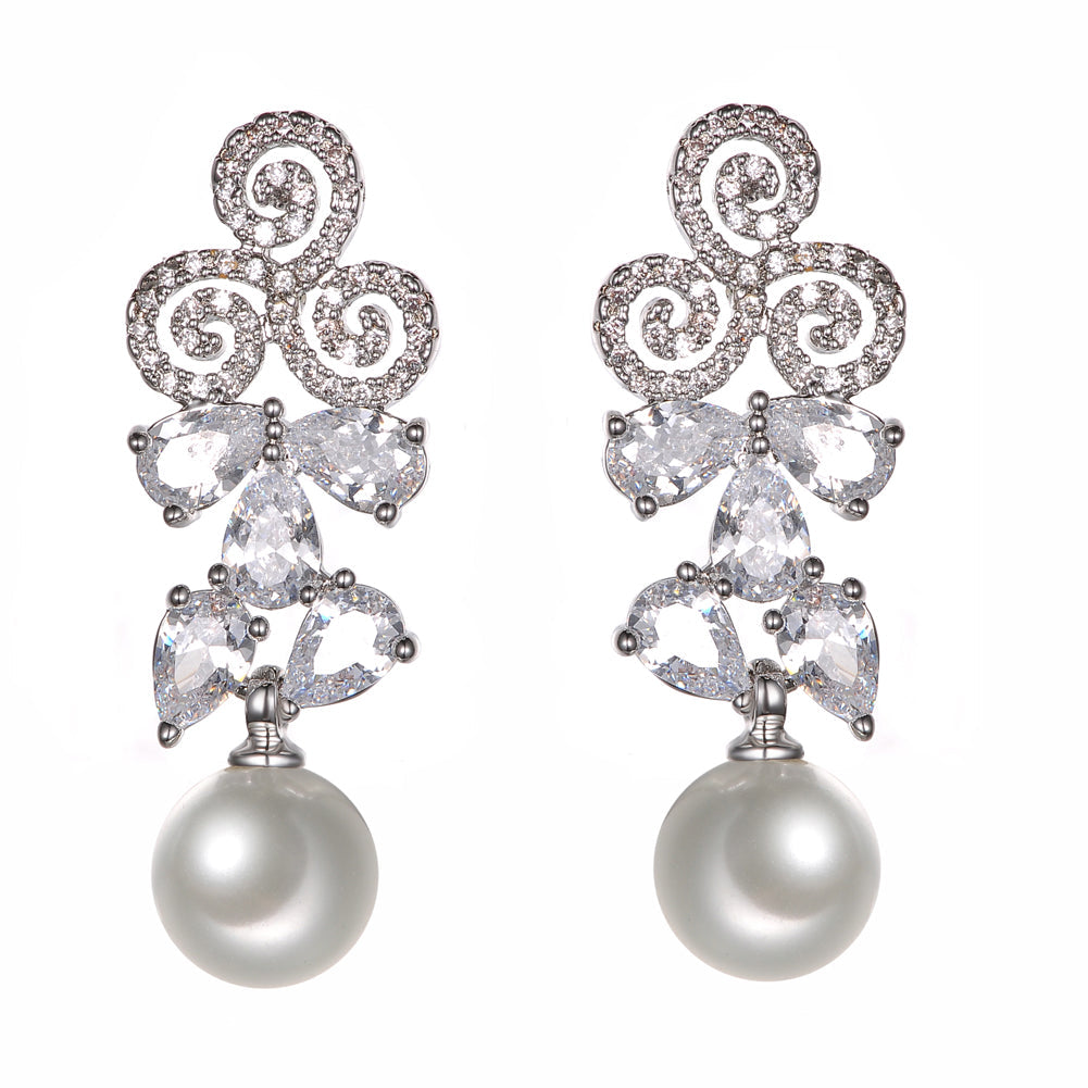 Women's Fashion CZ Pearl Earring