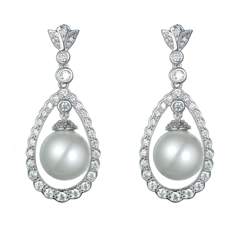 Women's Fashion CZ Pearl Earring