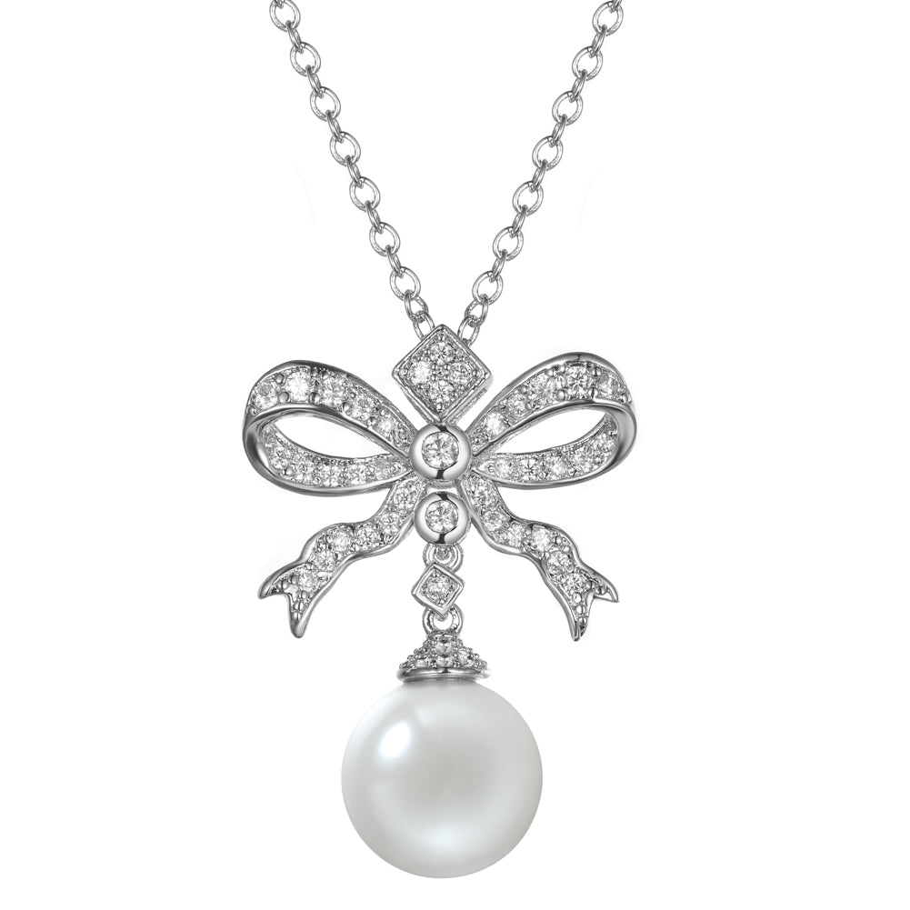 Women's Fashion Pearl Bow CZ Jewelry Sets