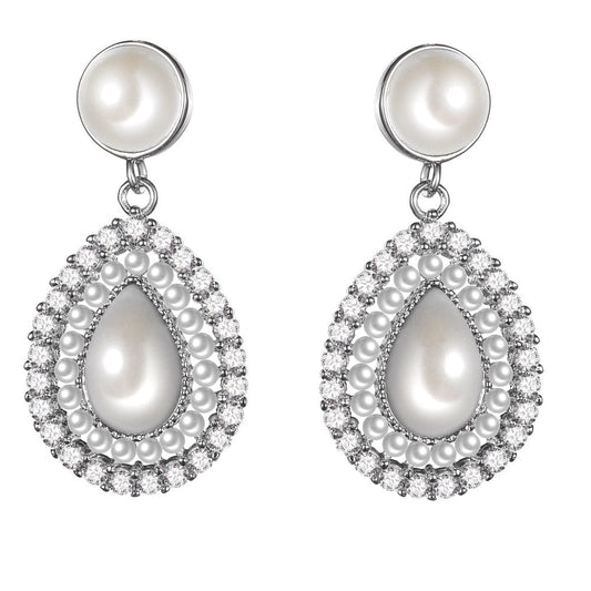 Women's Fashion CZ Pearl Earring