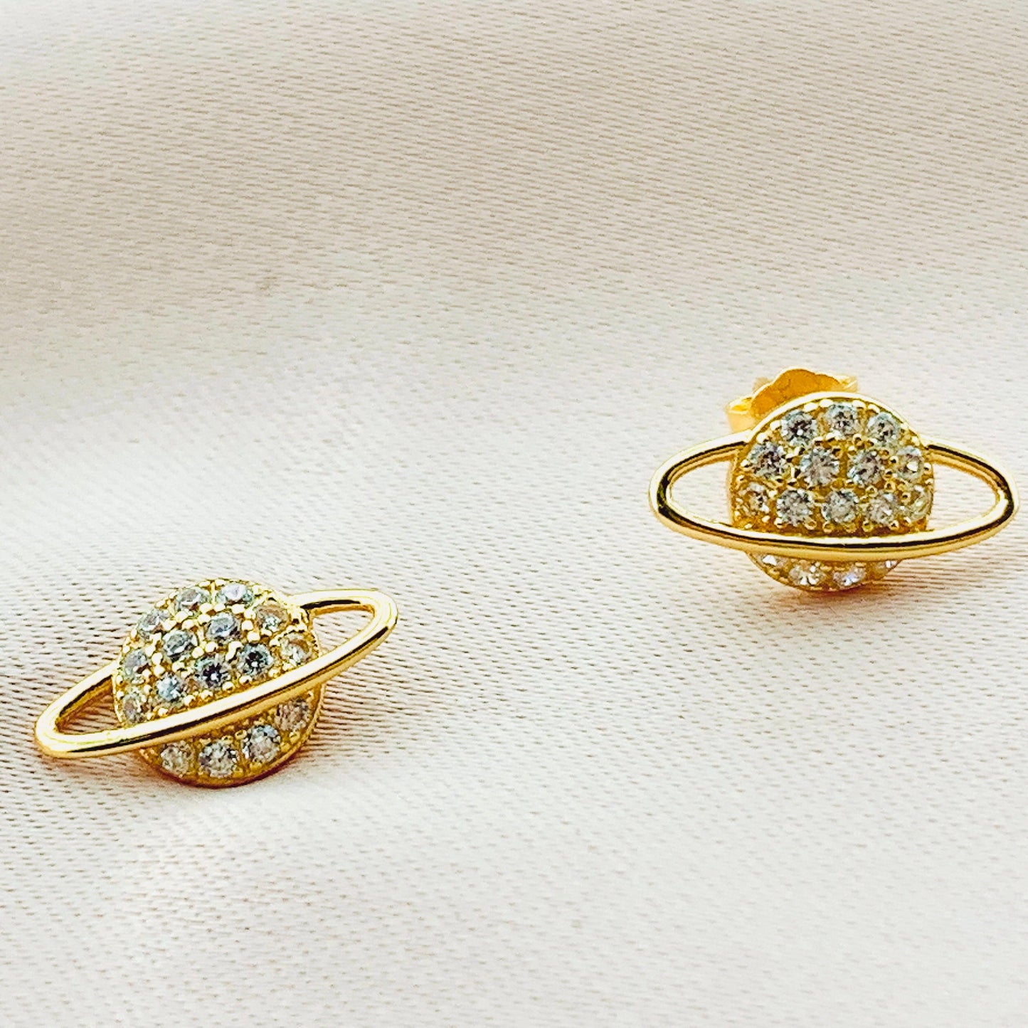 925 Silver CZ Planet Stud Earring