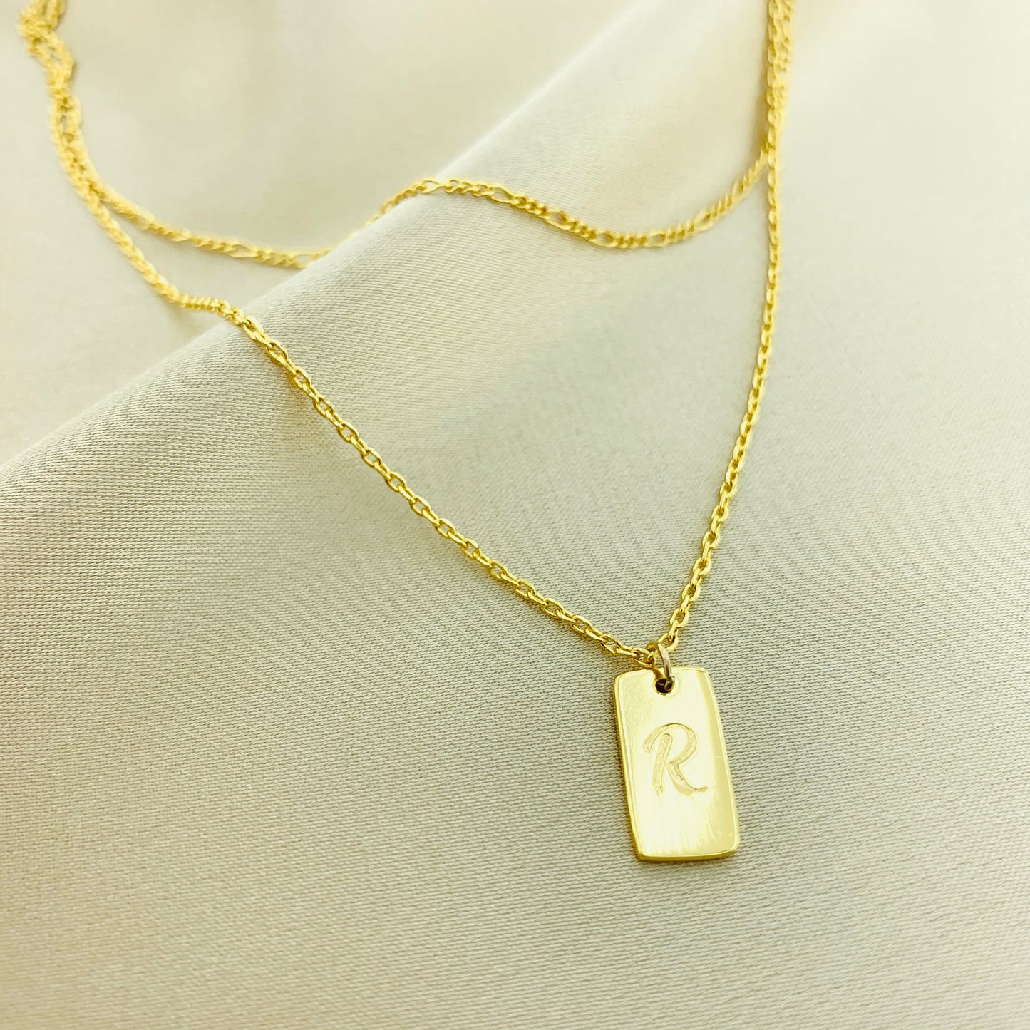 Women's Tag Multiple Layered Chain Initial Letter Necklace