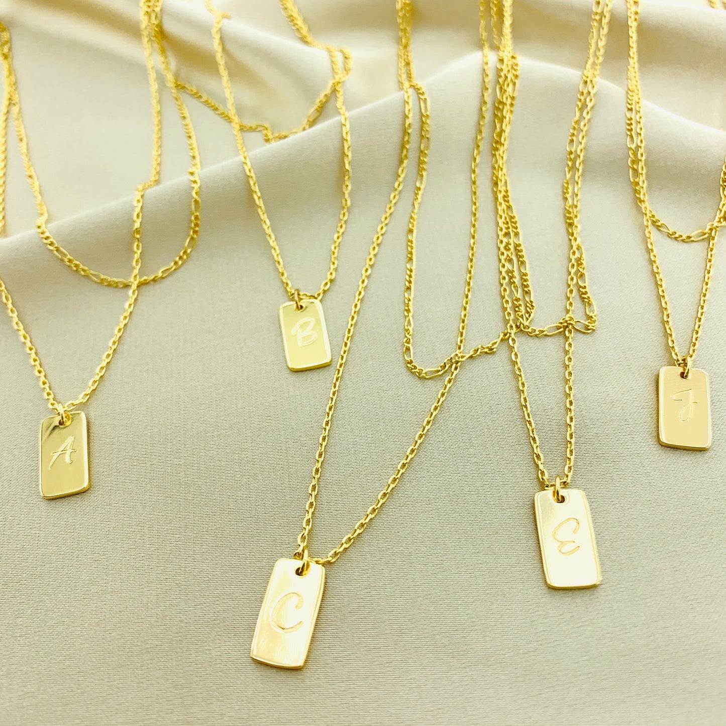 Women's Tag Multiple Layered Chain Initial Letter Necklace