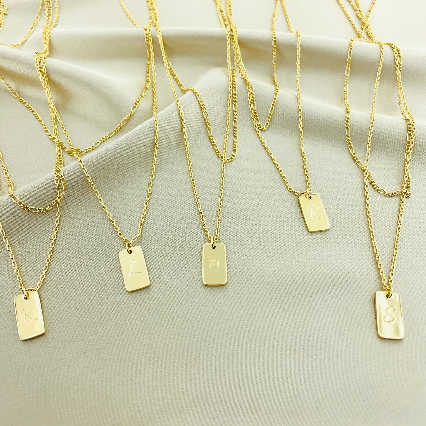 Women's Tag Multiple Layered Chain Initial Letter Necklace