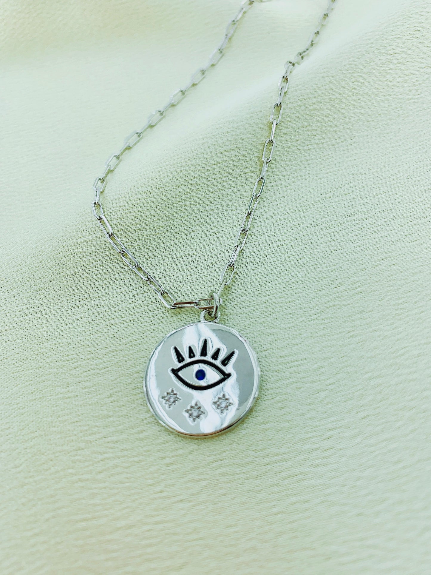 Women's CZ Starburst Evil eye Necklace