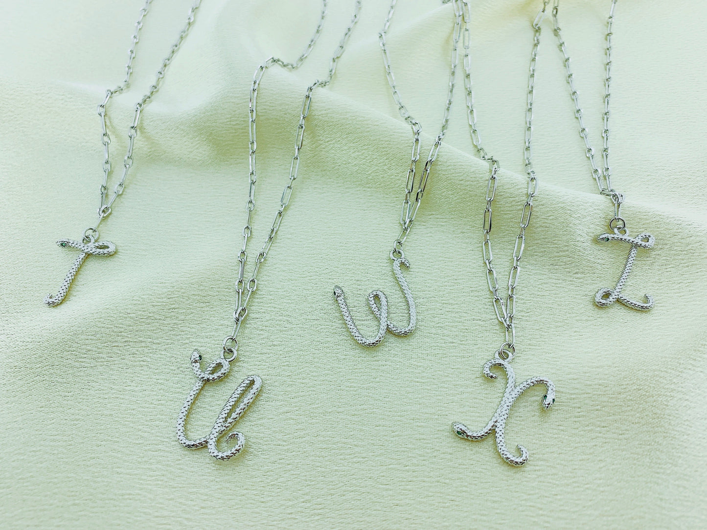 Women's Snake Pendant Initial Letter Necklace