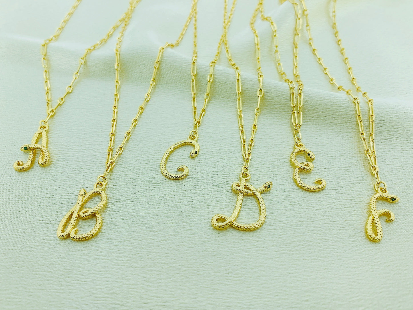 Women's Snake Pendant Initial Letter Necklace