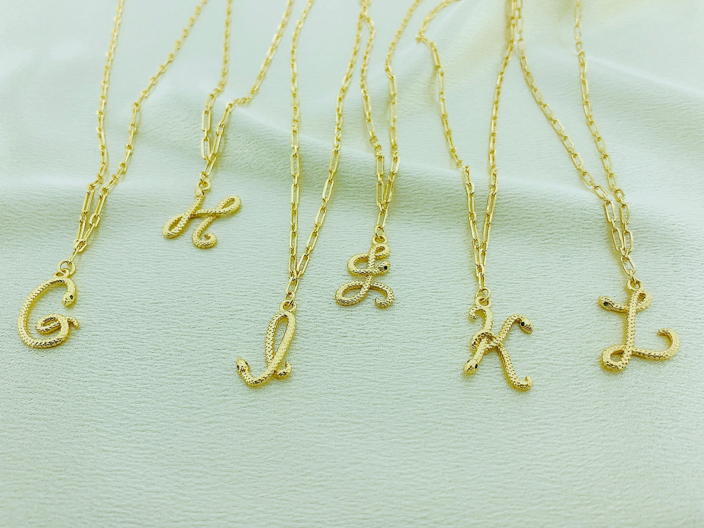 Women's Snake Pendant Initial Letter Necklace