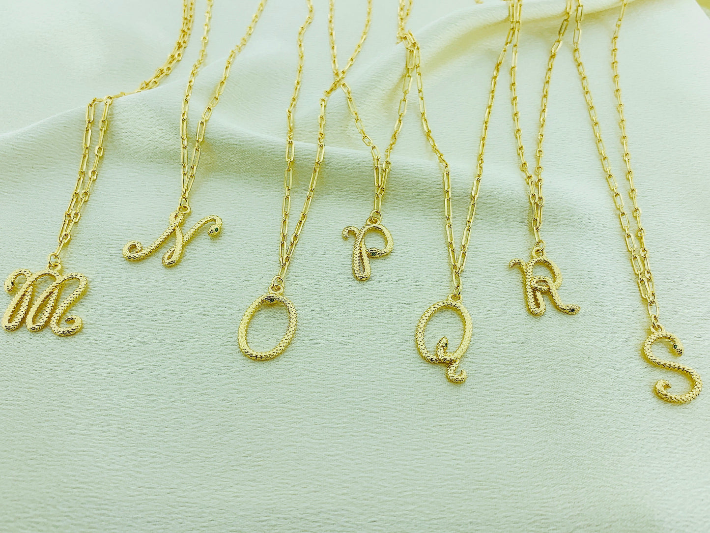 Women's Snake Pendant Initial Letter Necklace