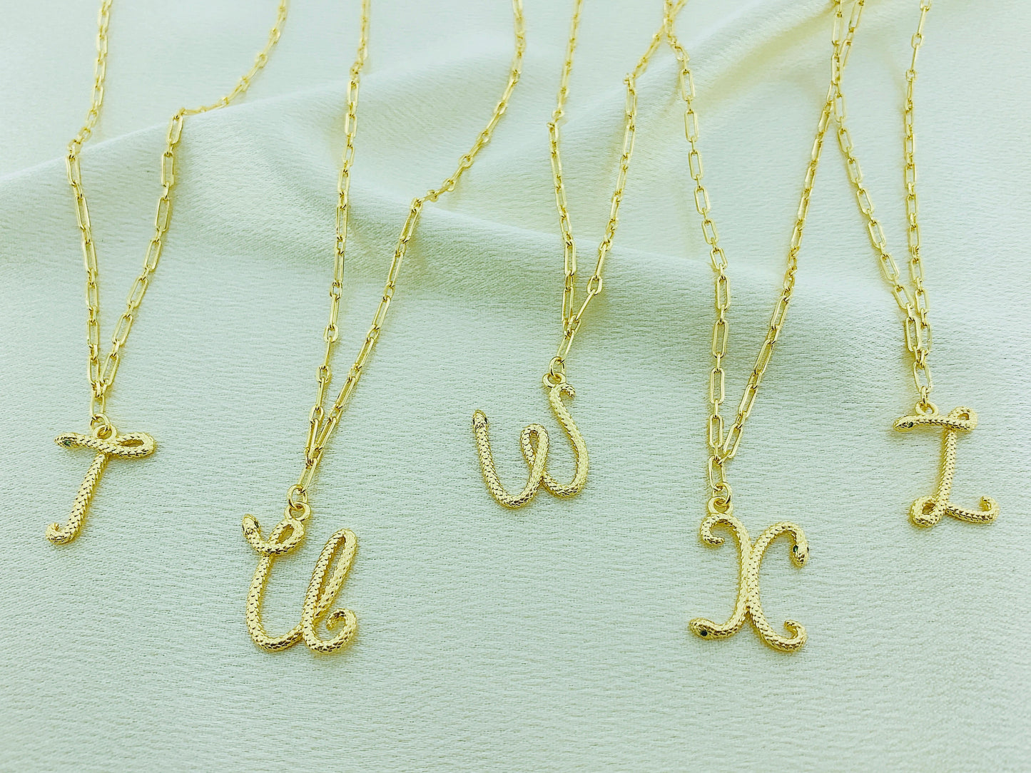 Women's Snake Pendant Initial Letter Necklace