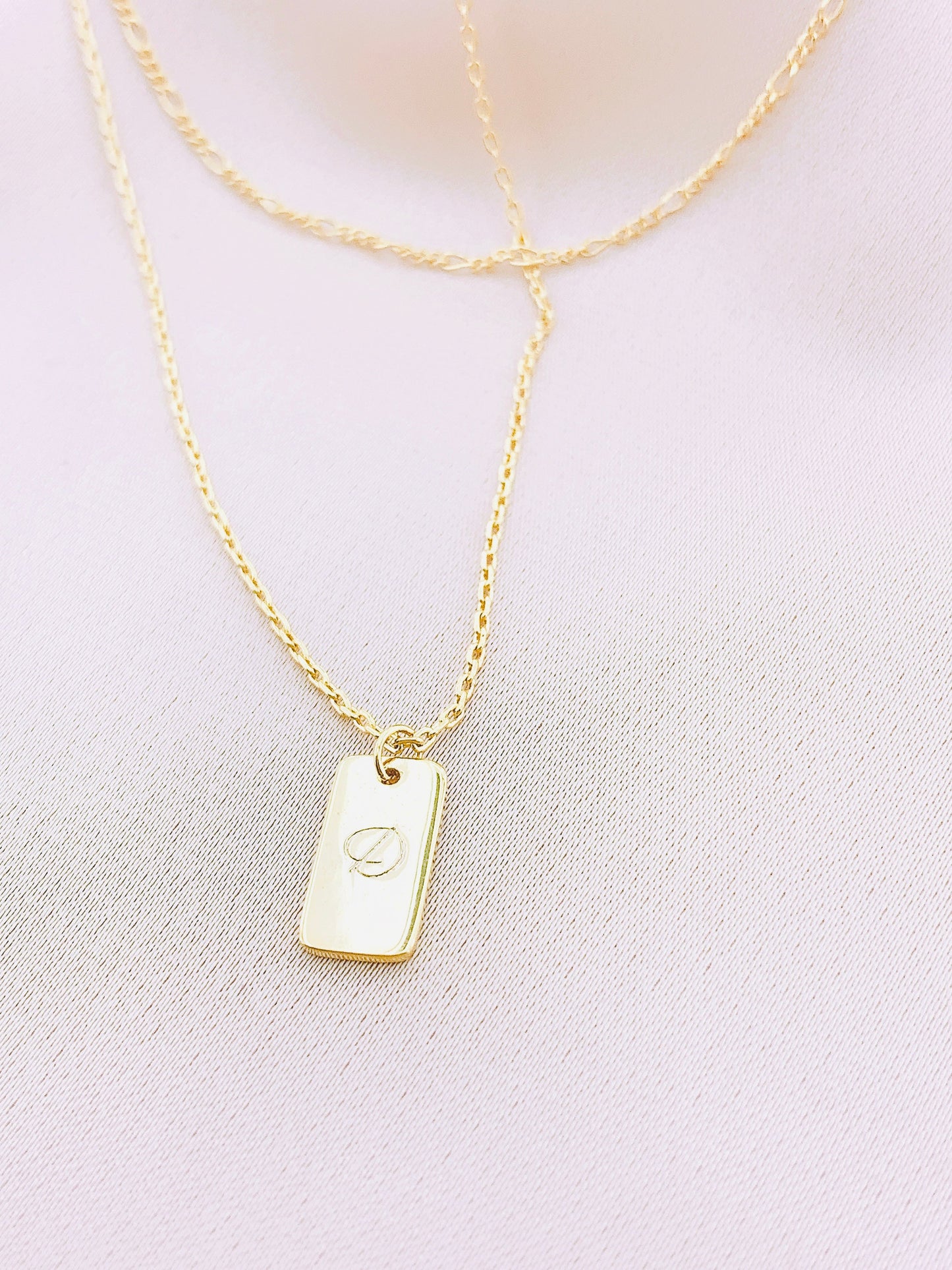 Women's Tag Multiple Layered Chain Initial Letter Necklace