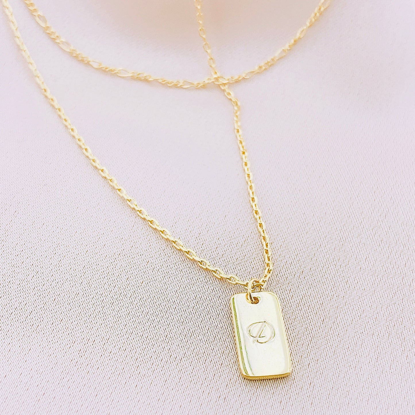 Women's Tag Multiple Layered Chain Initial Letter Necklace