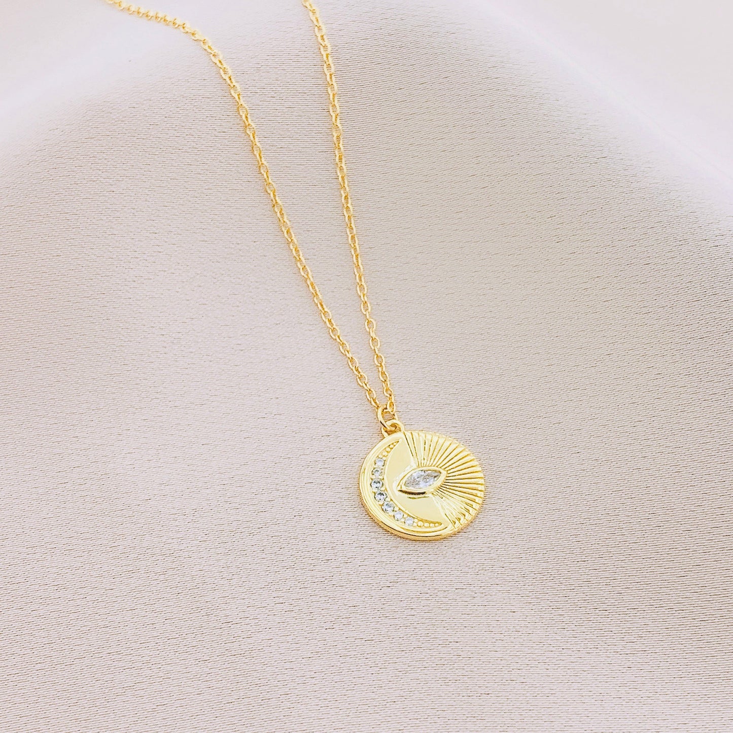 Women's CZ Crescent Moon Necklace