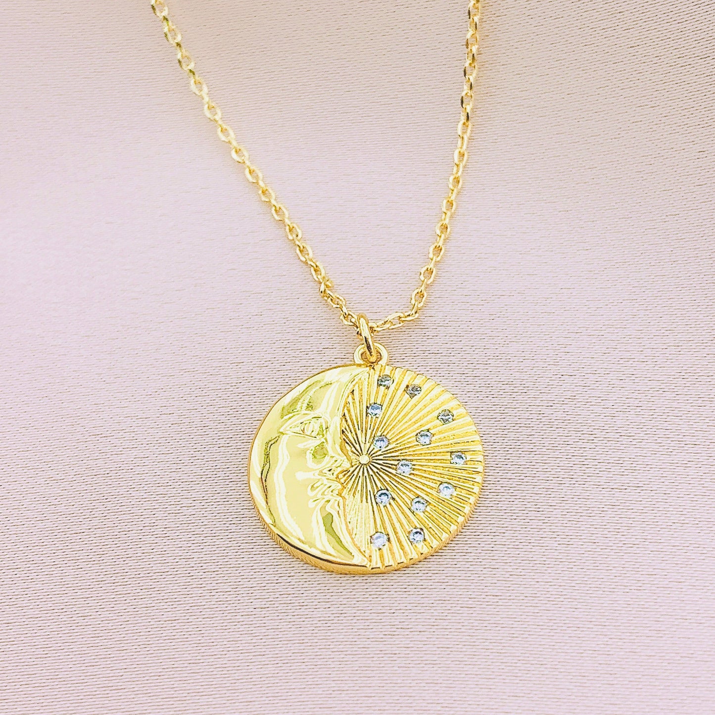 Women's CZ Crescent Moon Necklace