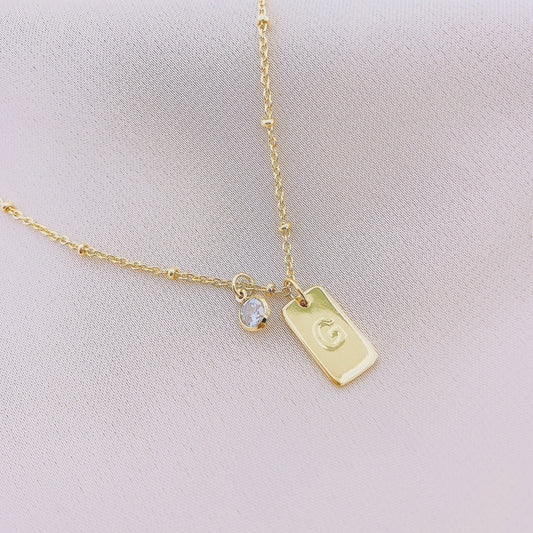 Women's Tag Initial Letter Necklace