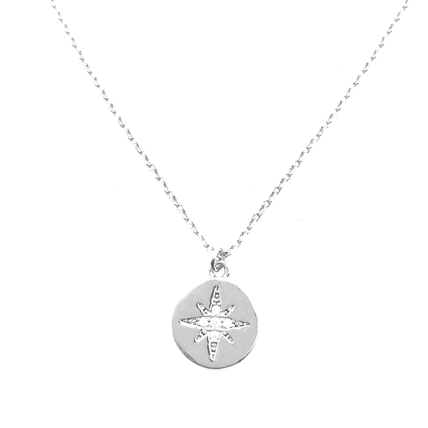 Women's Fashion CZ Starburst Pendant Necklace