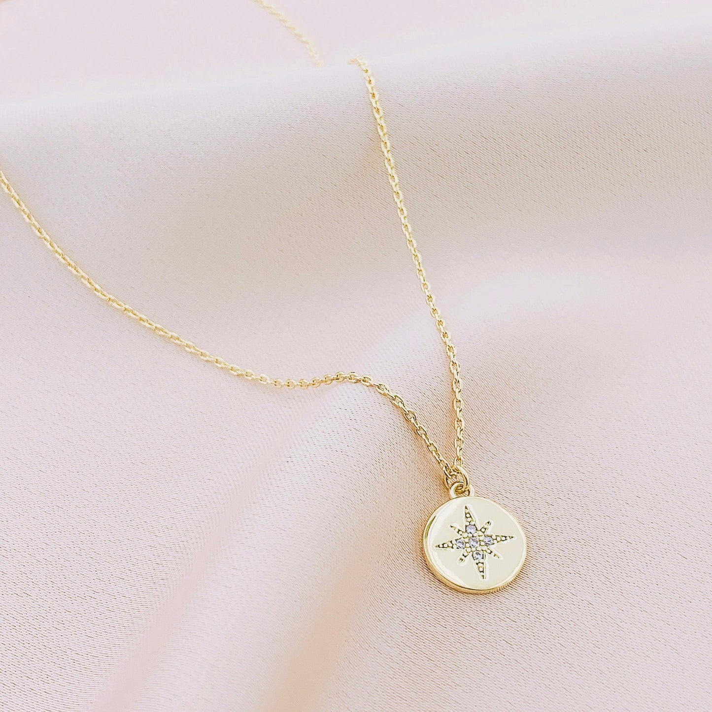 Women's Fashion CZ Starburst Pendant Necklace