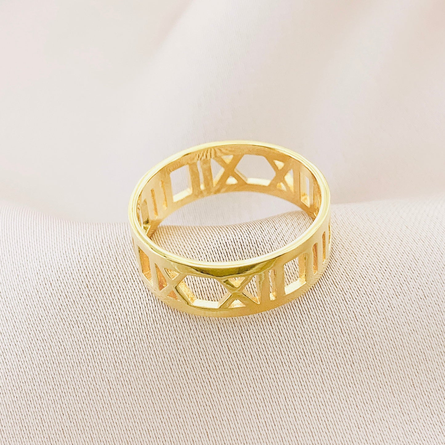 925 Silver Roman Numerals Plain Ring